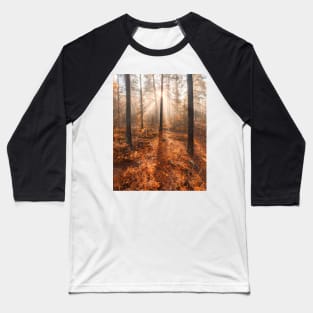 Foggy morning autumn forest Baseball T-Shirt